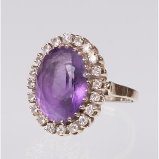 Appraisal: A kt Yellow Gold Amethyst and Diamond Ring A kt