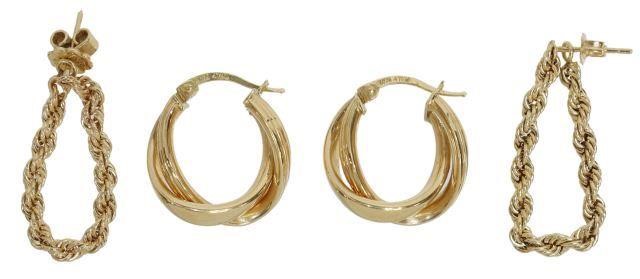 Appraisal: lot Estate kt gold earring group for pierced ears pair