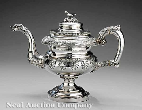 Appraisal: An American Late Classical Coin Silver Teapot Edward Lownes Philadelphia