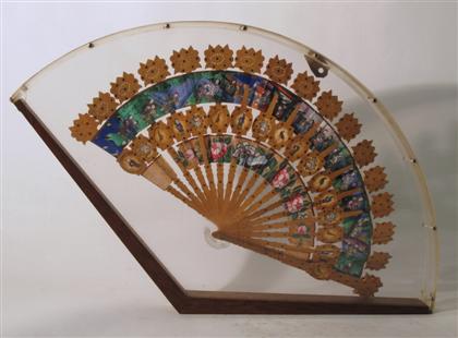 Appraisal: Chinese carved sandalwood and painted fan th century