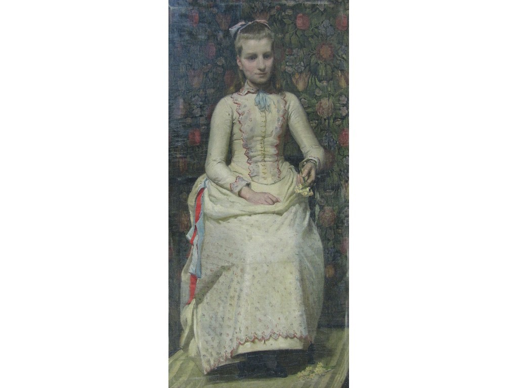 Appraisal: Oil on laid down canvas portrait of a girl unsigned