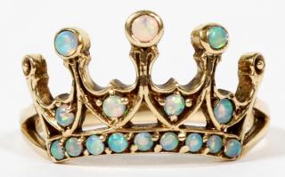 Appraisal: KT AND OPAL CROWN RING KT AND OPAL CROWN RING