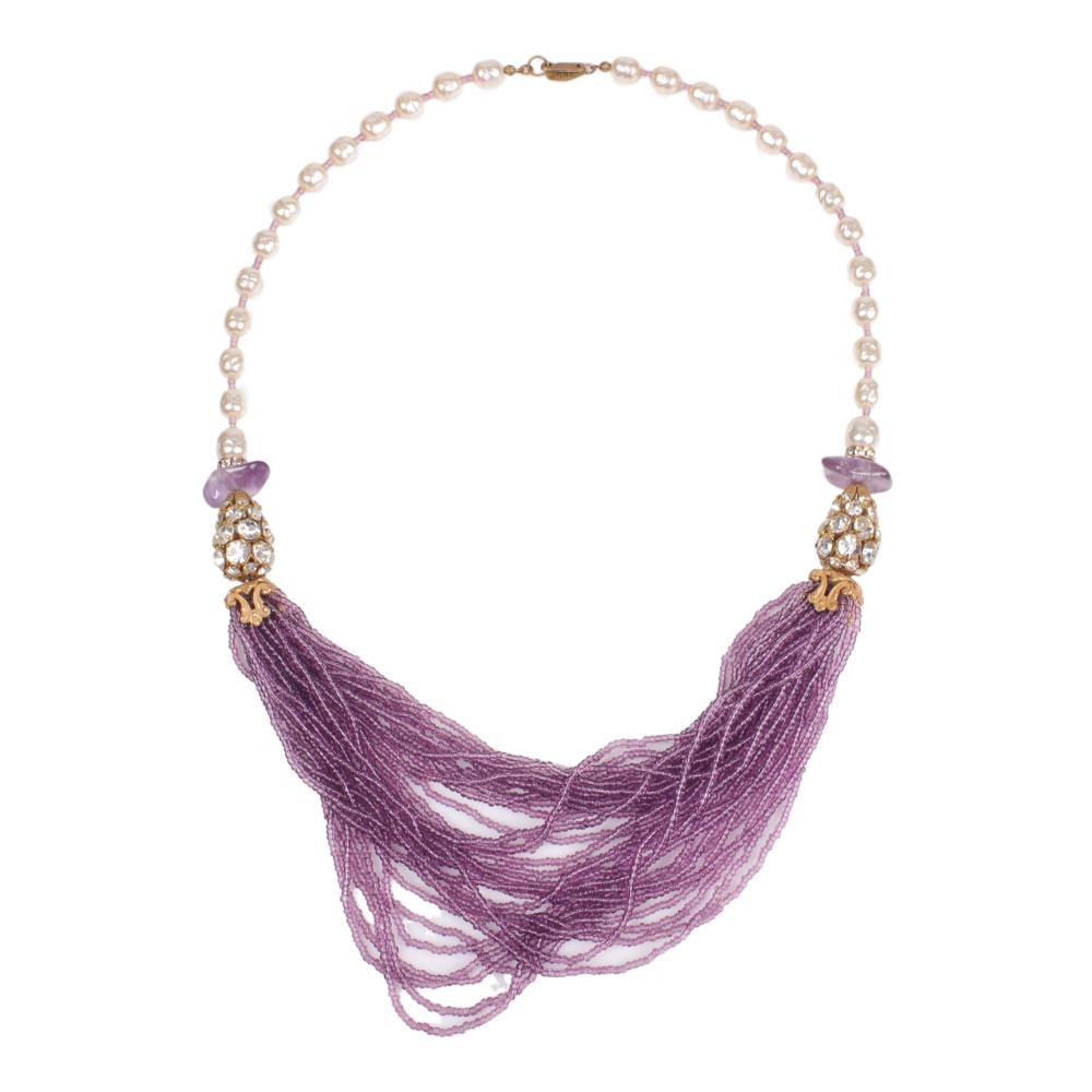 Appraisal: MIRIAM HASKELL FAUX BAROQUE PEARL MULTI STRAND LAVENDER GLASS SEED