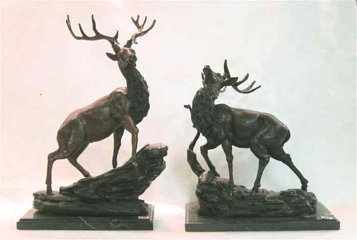 Appraisal: TWO BRONZE WILDLIFE SCULPTURES each a Rocky Mountain Elk anonymous