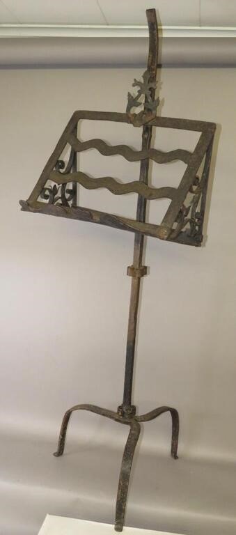 Appraisal: WROUGHT IRON MUSICIANS MUSIC LECTERNca th century uncommon form tri-footed