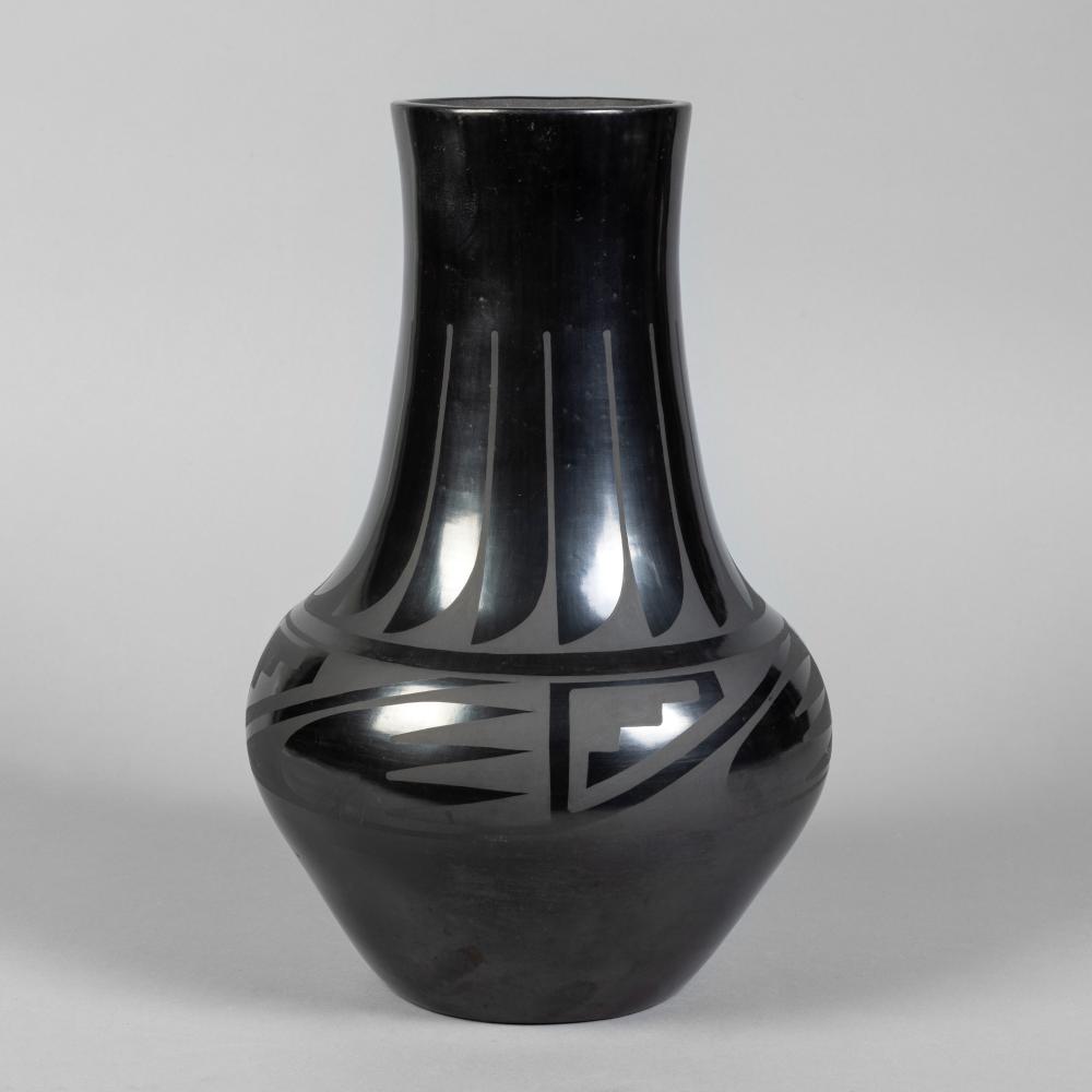 Appraisal: MARIE JULIAN MARTINEZ BLACKWARE VASE CA Marie Julian Martinez San