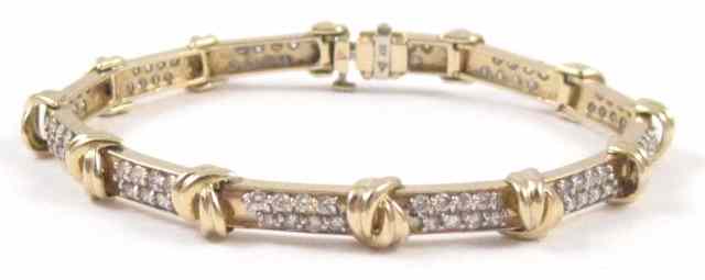 Appraisal: DIAMOND AND FOURTEEN KARAT GOLD BRACELET - '' in length