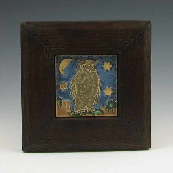 Appraisal: Delft owl framed tile Marked Delft Excellent condition '' square