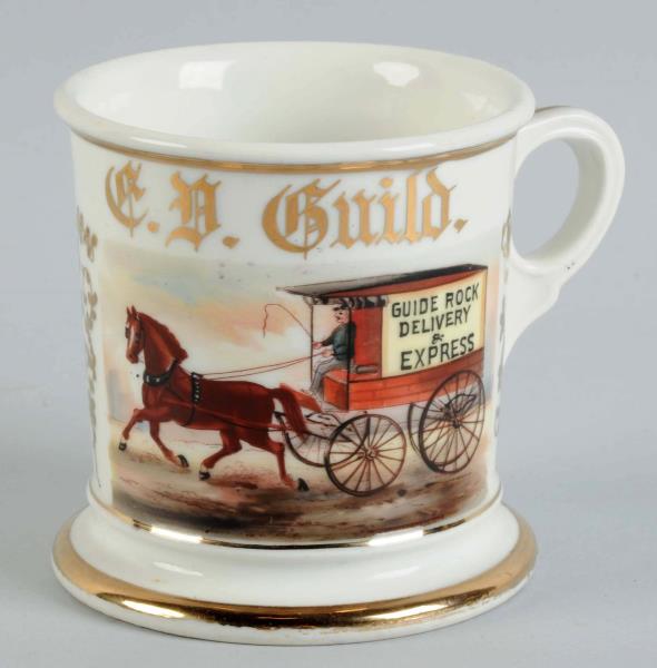 Appraisal: Delivery Wagon Shaving Mug Mug shows a horse drawn delivery