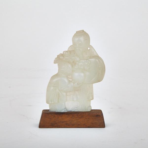 Appraisal: White Jade Figural Group Republican Period Depicting a young child