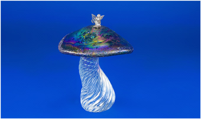 Appraisal: John Ditchfield Glass Mushroom With a silver figure of a