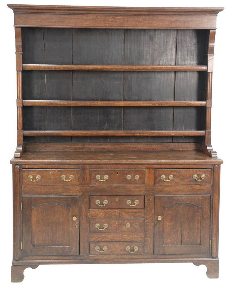 Appraisal: Oak Welsh Cupboard having open top over cabinet base with