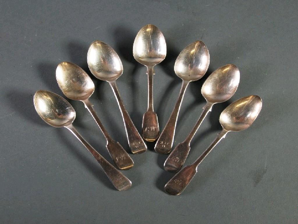 Appraisal: SET OF FOUR WILLIAM IV FIDDLE PATTERN SILVER TEASPOONS London