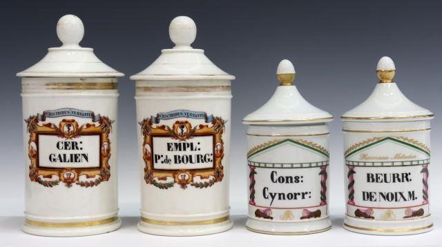 Appraisal: lot of French porcelain pharmaceutical apothecary jars including Limoges marked