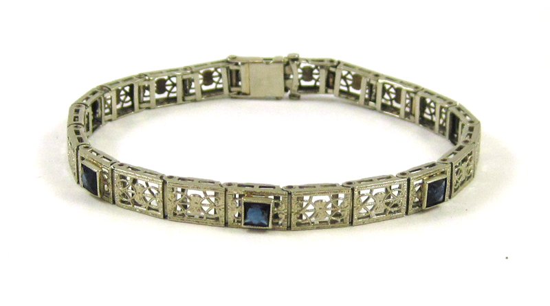 Appraisal: TEN KARAT WHITE GOLD FILIGREE BRACELET measuring - inches in