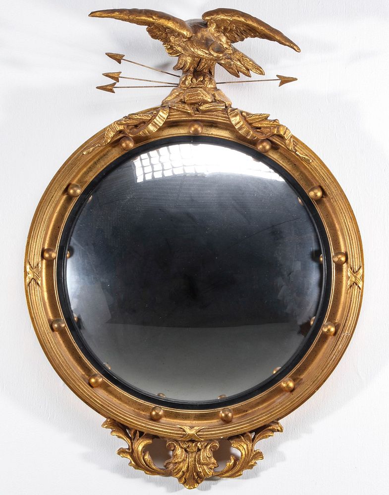 Appraisal: A MID TH CENTURY CONVEX MIRROR WITH EAGLE Circular plate