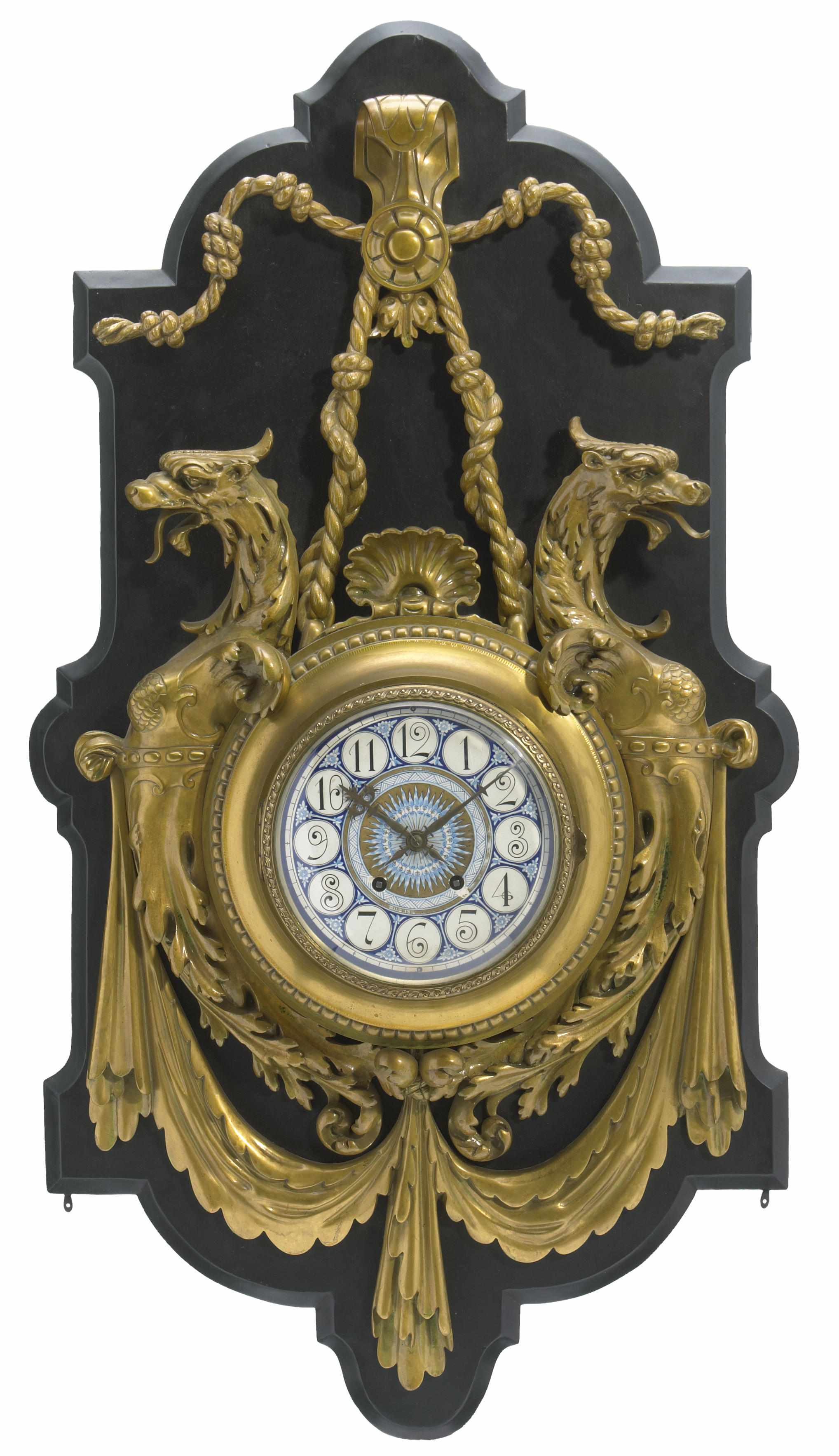 Appraisal: An imposing Belle poque gilt bronze cartel clock late th