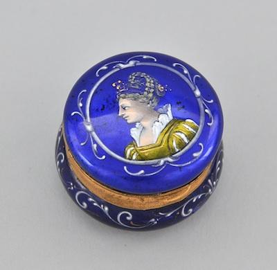 Appraisal: An Enameled Portrait Trinket Box The small - D x