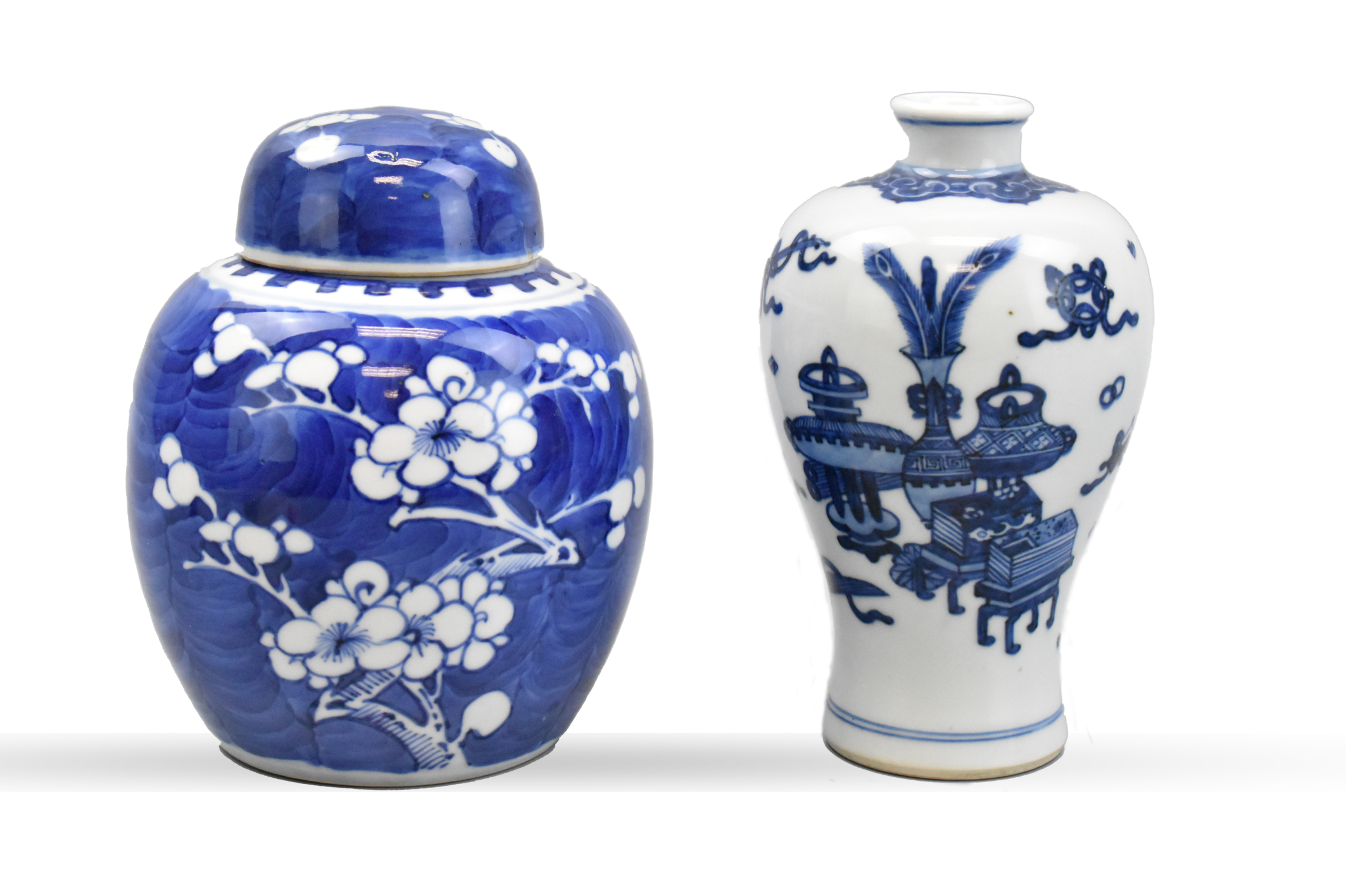 Appraisal: A Chinese blue and white covered jar and vase dating