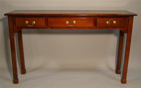 Appraisal: MODERN THREE DRAWER CONSOLE TABLE the rectangular top over three