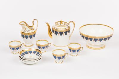 Appraisal: A Paris porcelain part coffee service circa decorated matt blue