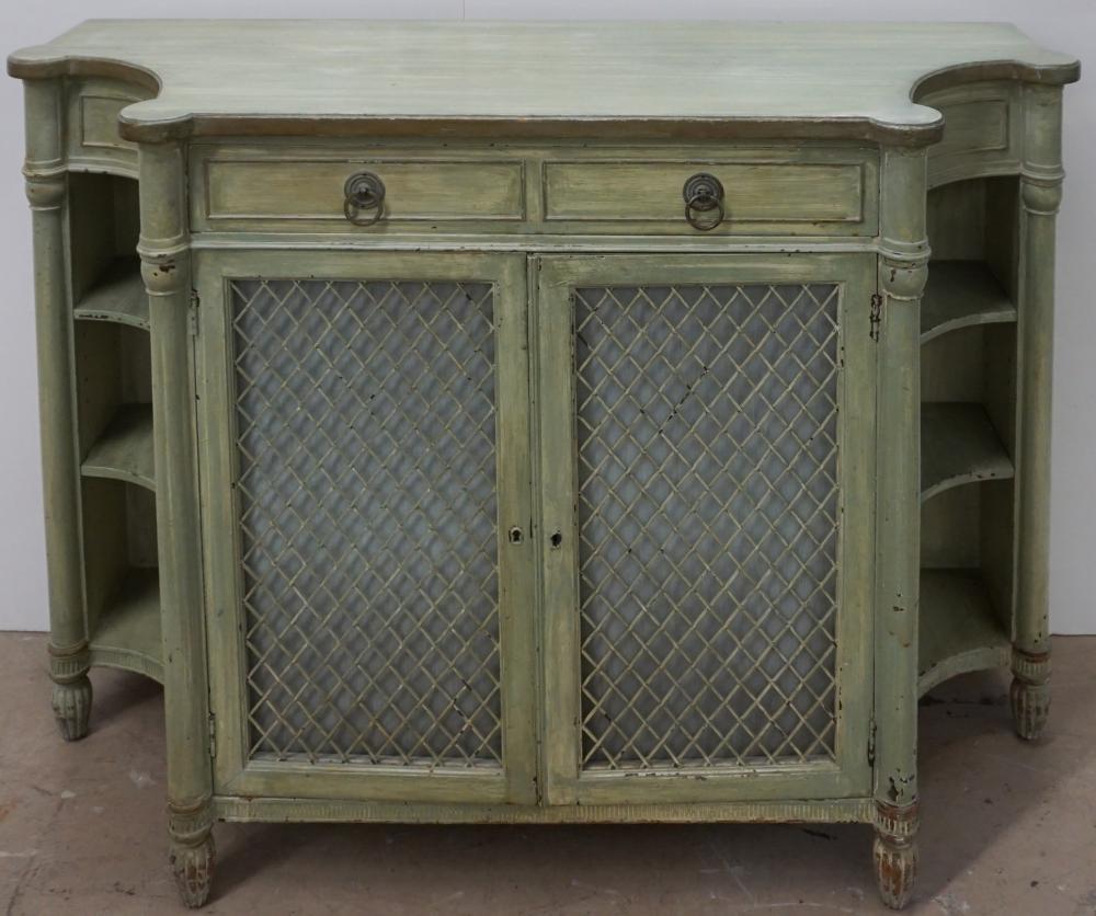 Appraisal: Neoclassical Style Green Painted Fruitwood Side Cabinet x x in