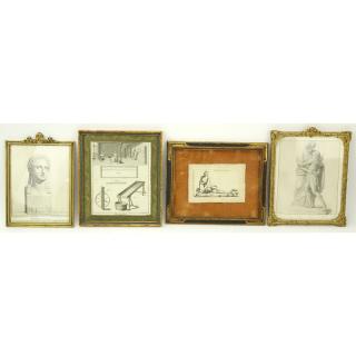 Appraisal: Grouping of Four Antique or Vintage Artworks Includes after Benard