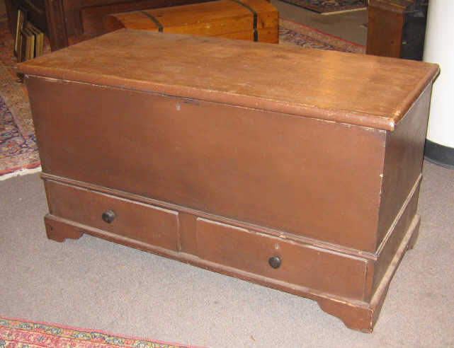 Appraisal: AMERICAN TH CENTURY PAINTED MULE CHEST Rectangular hinged top opening