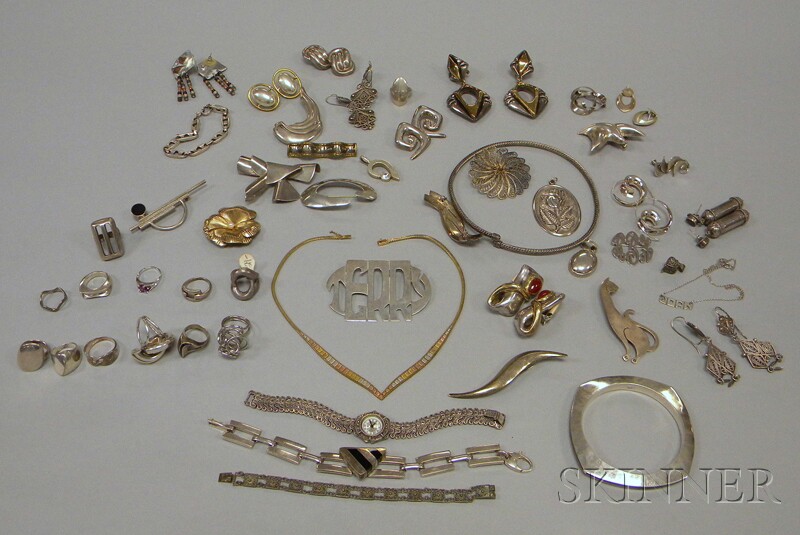 Appraisal: Large Group of Mostly Sterling Silver Jewelry including a Mexican