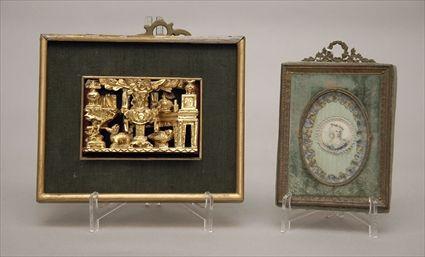 Appraisal: Two Gilt-Framed Pieces One of a Lady and the other