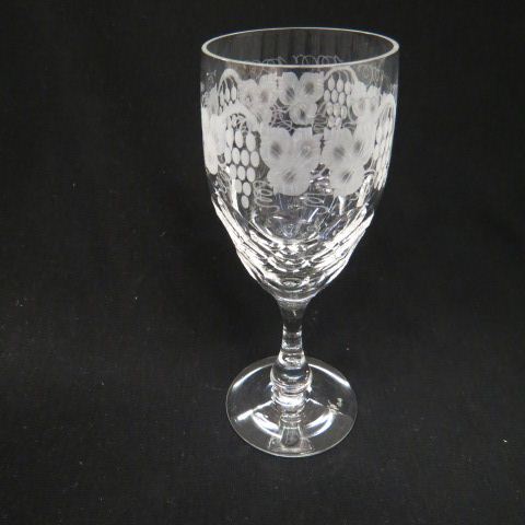 Appraisal: Tudor Cut Crystal Wine Glasses etched grape vine above fine