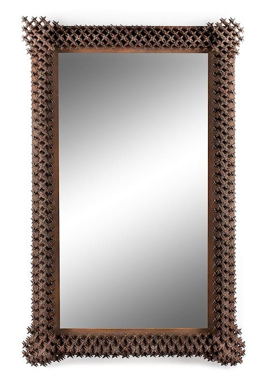 Appraisal: A Tramp Art Mirror Height x width inches A Tramp