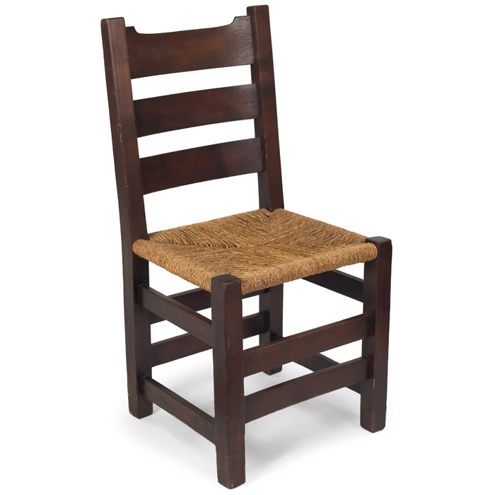 Appraisal: Early Gustav Stickley side chair in chestnut U back form