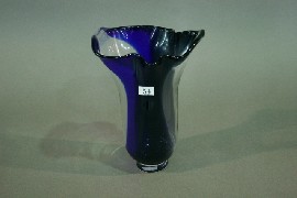 Appraisal: An Orrefors vase with everted lip and cobalt stripes