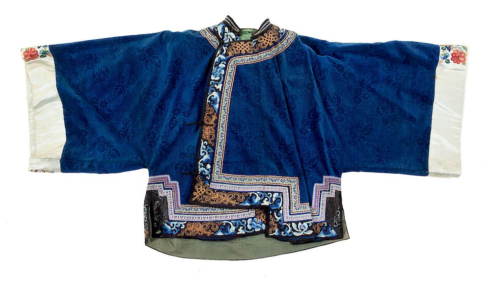 Appraisal: A Blue Ground Silk and Velvet Lady's Jacket Length in