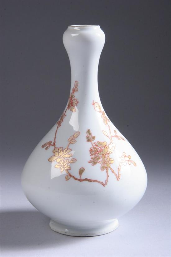 Appraisal: CHINESE PORCELAIN BOTTLE VASE th century With gilt and iron