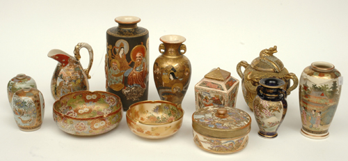 Appraisal: TEN PIECES OF JAPANESE SATSUMA EARTHENWARE Early to mid th