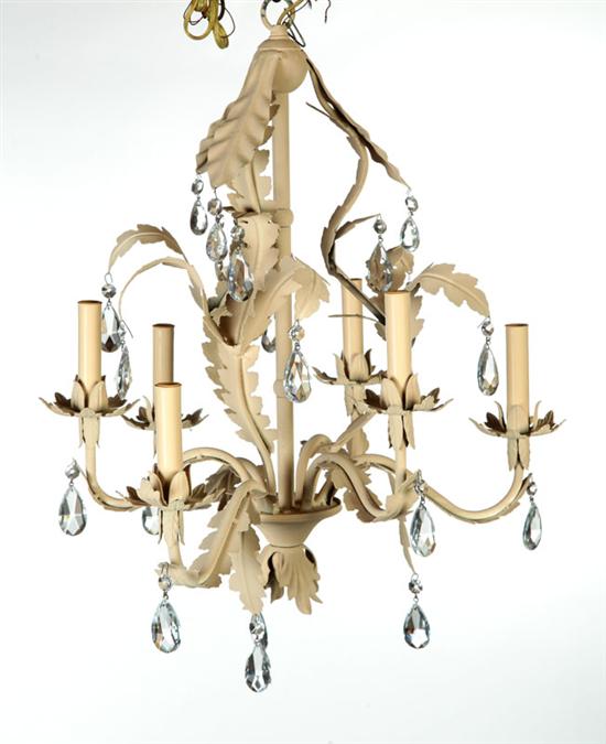 Appraisal: CHANDELIER American nd half- th century tin Cutout leaf design