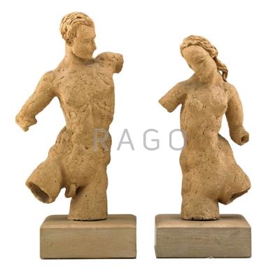 Appraisal: WAYLANDE GREGORY - Pair of figural sculptures USA s Bisque-fired