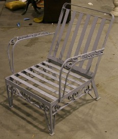 Appraisal: A quantity of iron painted garden furniture including side tables