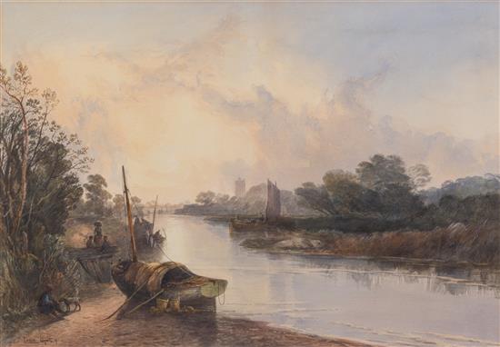 Appraisal: Sale Lot Louis Apol Dutch River Landscape watercolor on paper