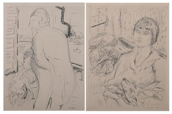 Appraisal: PIERRE BONNARD French - FEMME AU CHIEN and HOMME A