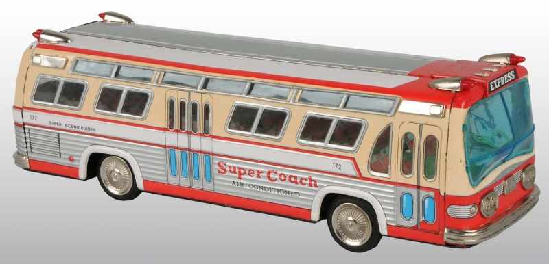 Appraisal: Tin Litho Super Scenic Cruiser Bus Friction Toy Description Japanese