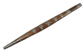 Appraisal: NATIVE AMERICAN PIPE STEM Lead Inlaid Oak in elongated flattened