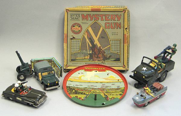 Appraisal: Lithographed Military toys Ensemble of battery operated and other military