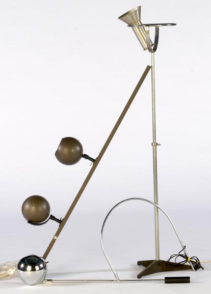 Appraisal: MODERN Floor lamp missing globe chrome swing-arm lamp and bronze