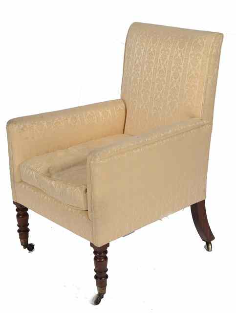 Appraisal: A GEORGE IV MAHOGANY AND UPHOLSTERED GENTLEMAN'S LIBRARY ARMCHAIR with