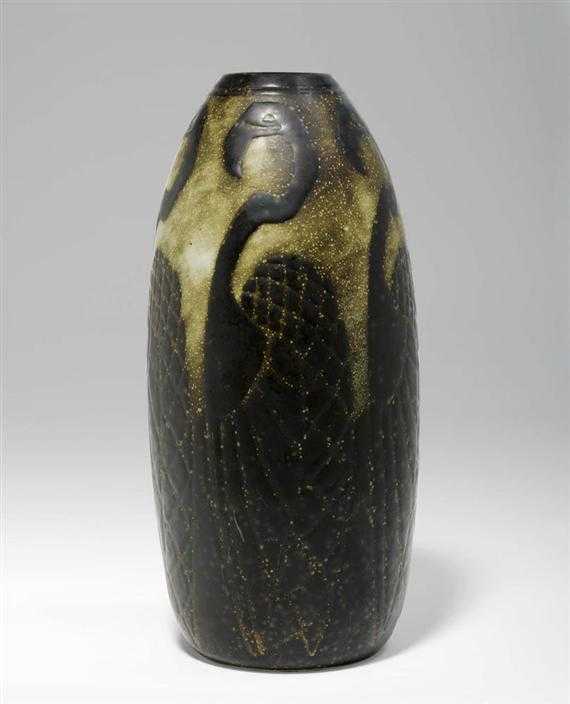 Appraisal: CATTEAU CHARLES - VASE Flammants Keramis circa Glazed fa ence