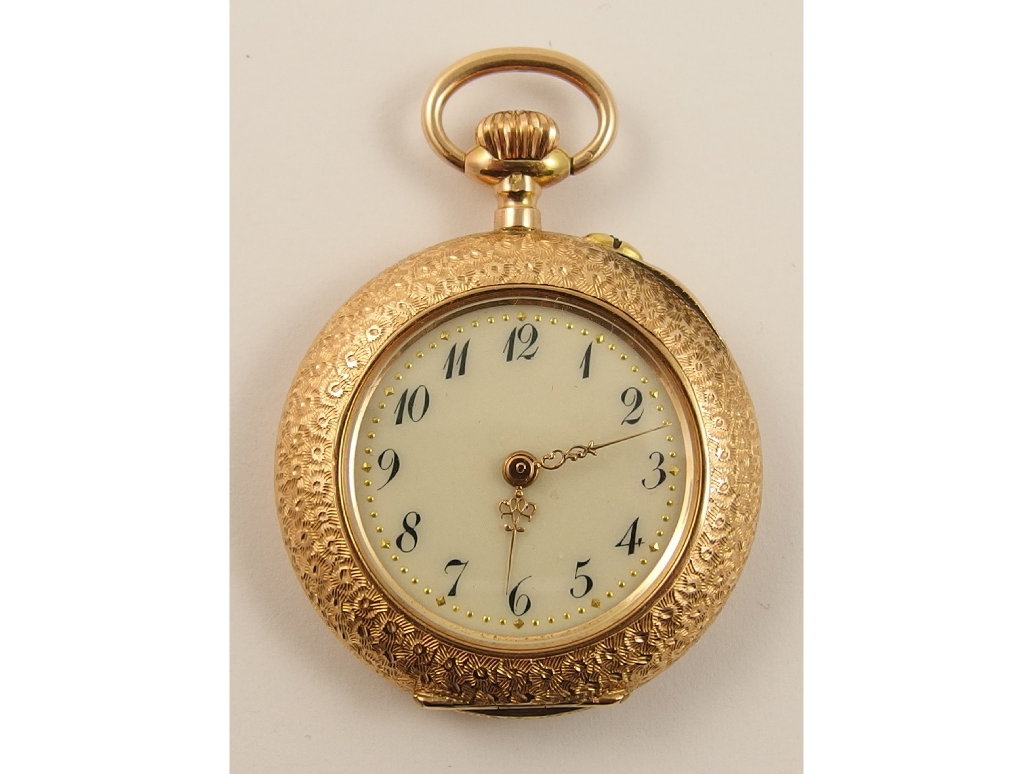 Appraisal: An Art Nouveau ct pocket watchwith cream enamelled dial black