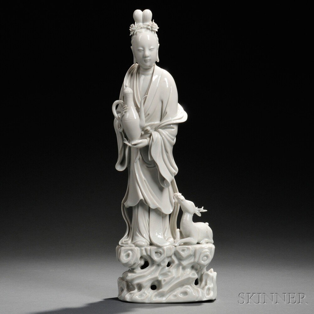 Appraisal: Blanc-de-Chine Figure of Ma Gu China th century depicted holding